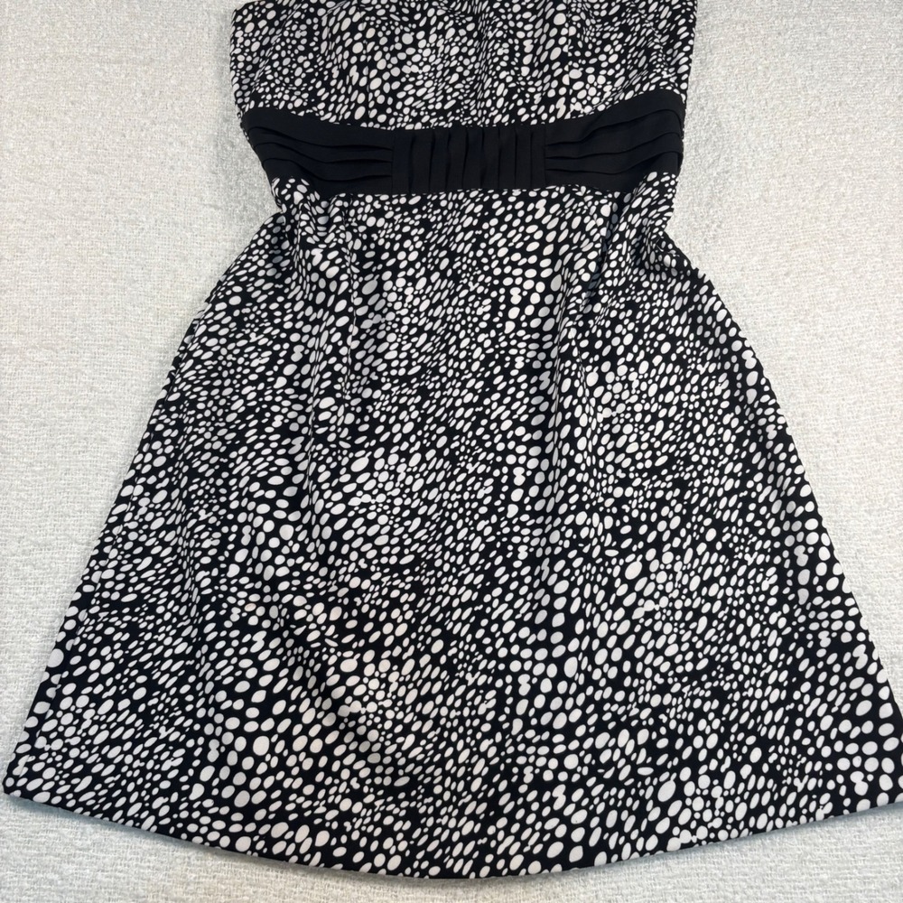 olivia matthews Y2K black white polka dot midi dress quirky retro office siren - Picture 3 of 8